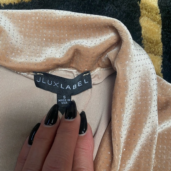 Showstopper JLUXLABEL tan champagne jogger bodysuit set top and pants set - Picture 9 of 9